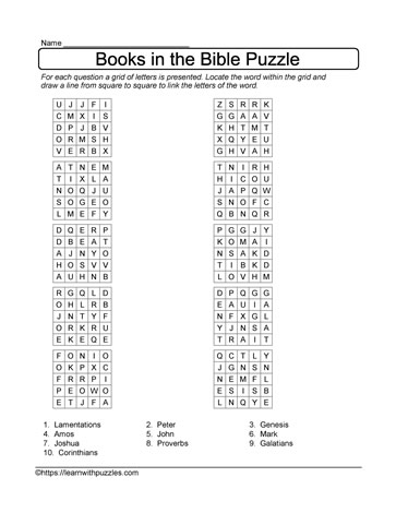 Bible Books Grid Puzzle